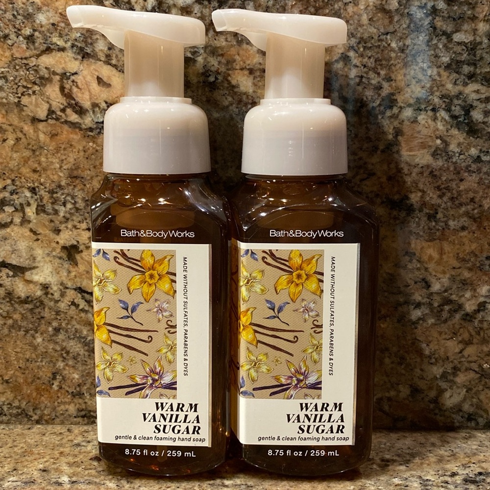 Two (2) “WARM VANILLA SUGAR” 8.75 fl oz, BBW Gentle & Clean Foam Hand Soap, NWT